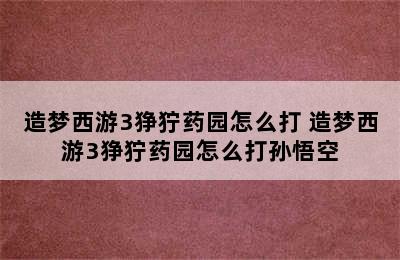 造梦西游3狰狞药园怎么打 造梦西游3狰狞药园怎么打孙悟空